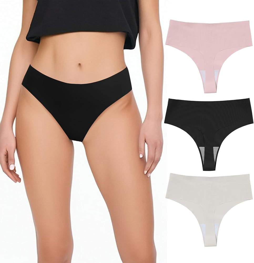 COMFELIE Women Seamless Underwear Thongs Buttery Smooth Stretch Panties No Line Breathable Cotton... | Amazon (US)