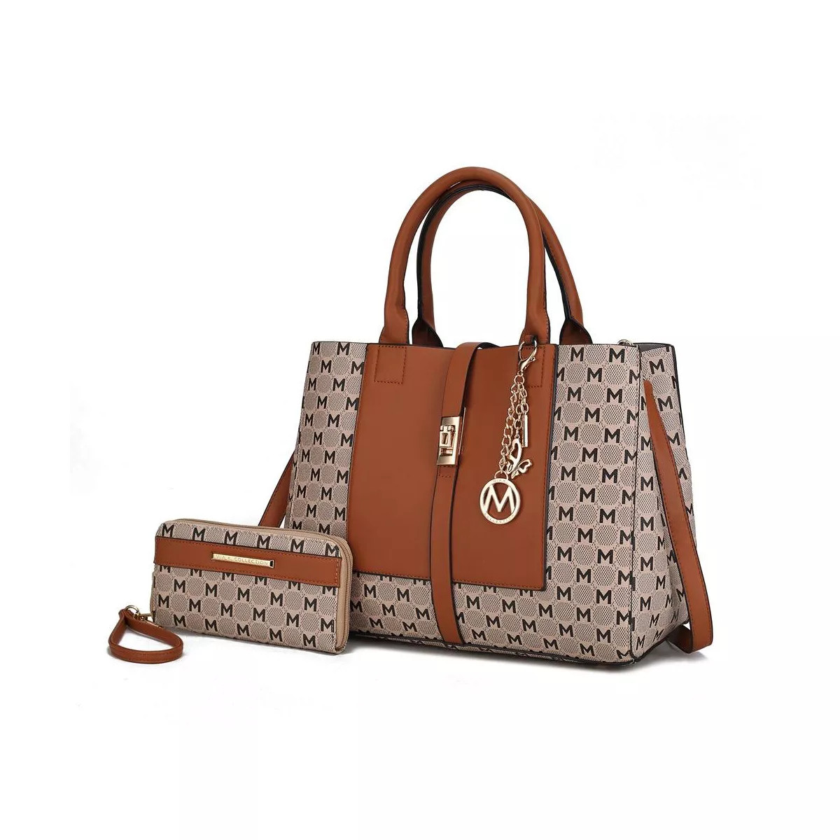 MKF Collection Yuliana Circular M emblem Print Satchel Bag with Wallet by Mia K | Target