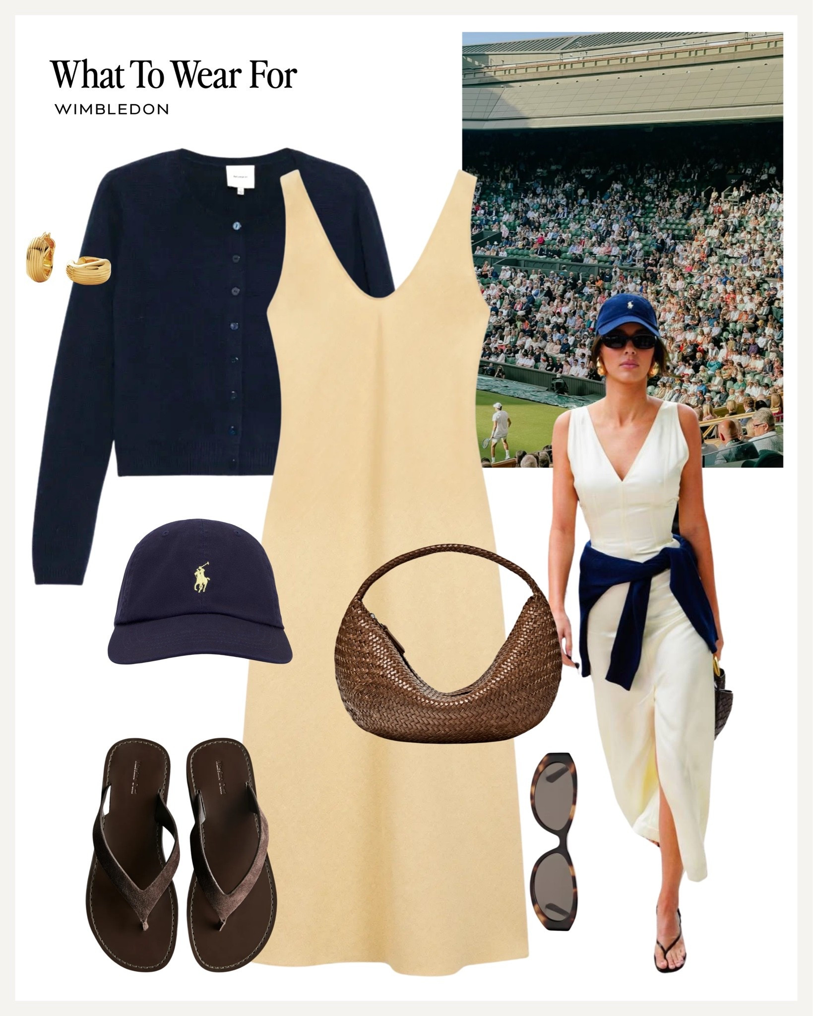 Wimbledon 🎾 

Yellow dress, summer outfits, brown sandals, Kendal Jenner style, navy cardigan, sporty chic

#LTKsummer