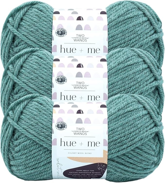(3 Pack) Lion Brand Yarn 617-173 Hue & Me Yarn, Agave | Amazon (US)