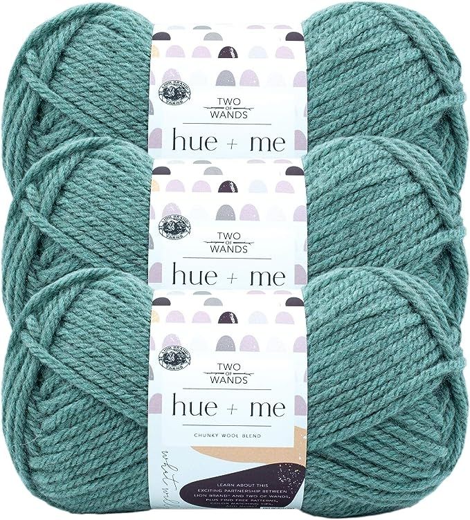 (3 Pack) Lion Brand Yarn 617-173 Hue & Me Yarn, Agave | Amazon (US)