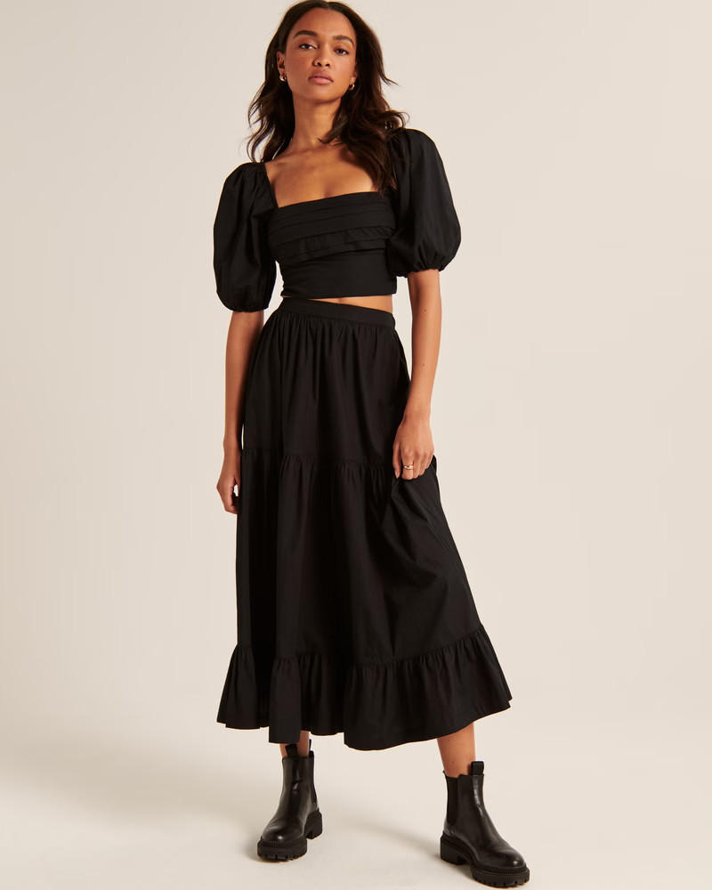 Tiered Poplin Maxi Skirt | Abercrombie & Fitch (US)