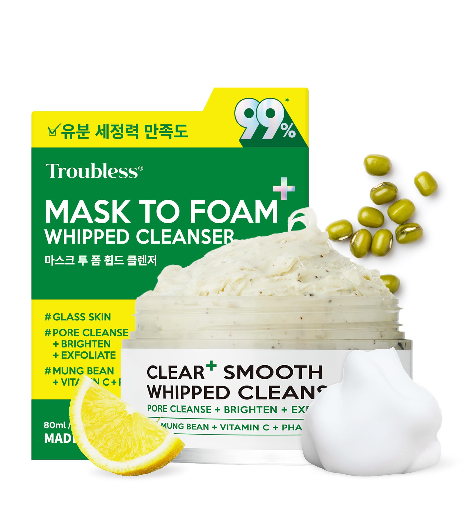 Troubless CLEAR PLUS Smooth Whipped Cleanser – Korean Skin Care Mask-to-Foam Facial Cleanser w/... | Amazon (US)