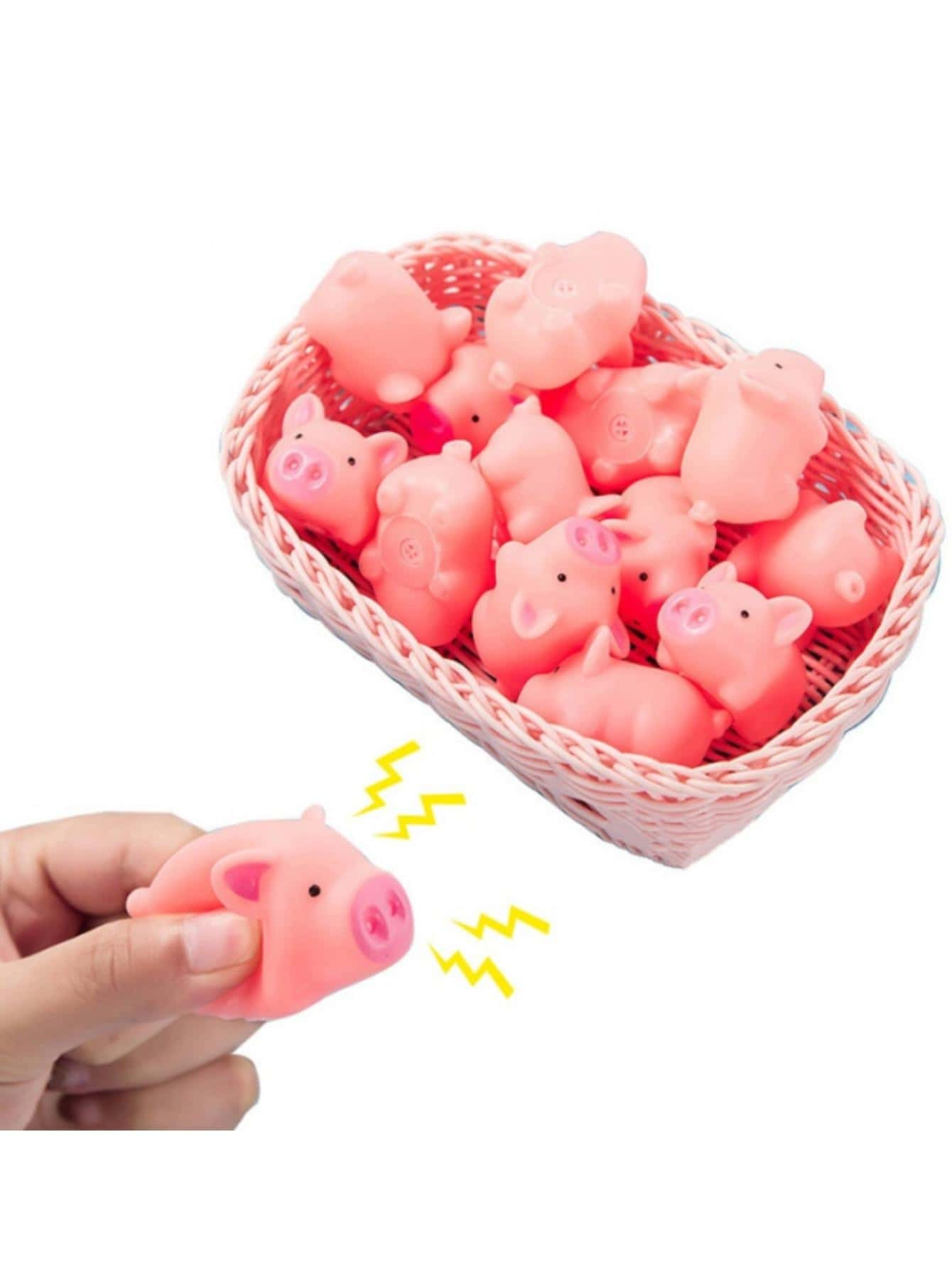 10pcs Solid Color Squeeze Toy, Pink PVC Cute Squeeze Sound Animal For Household | SHEIN