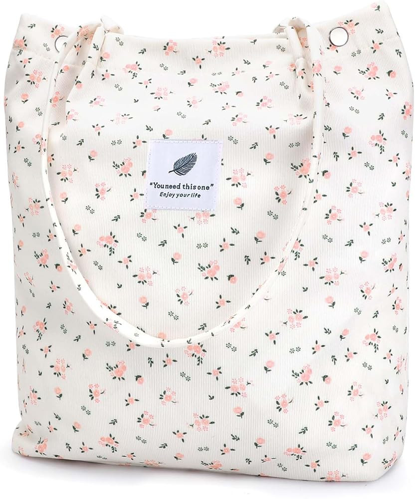 Ayieyill Corduroy Tote Bag for Women Canvas Shoulder Cord Purse with Inner Pocket | Amazon (US)