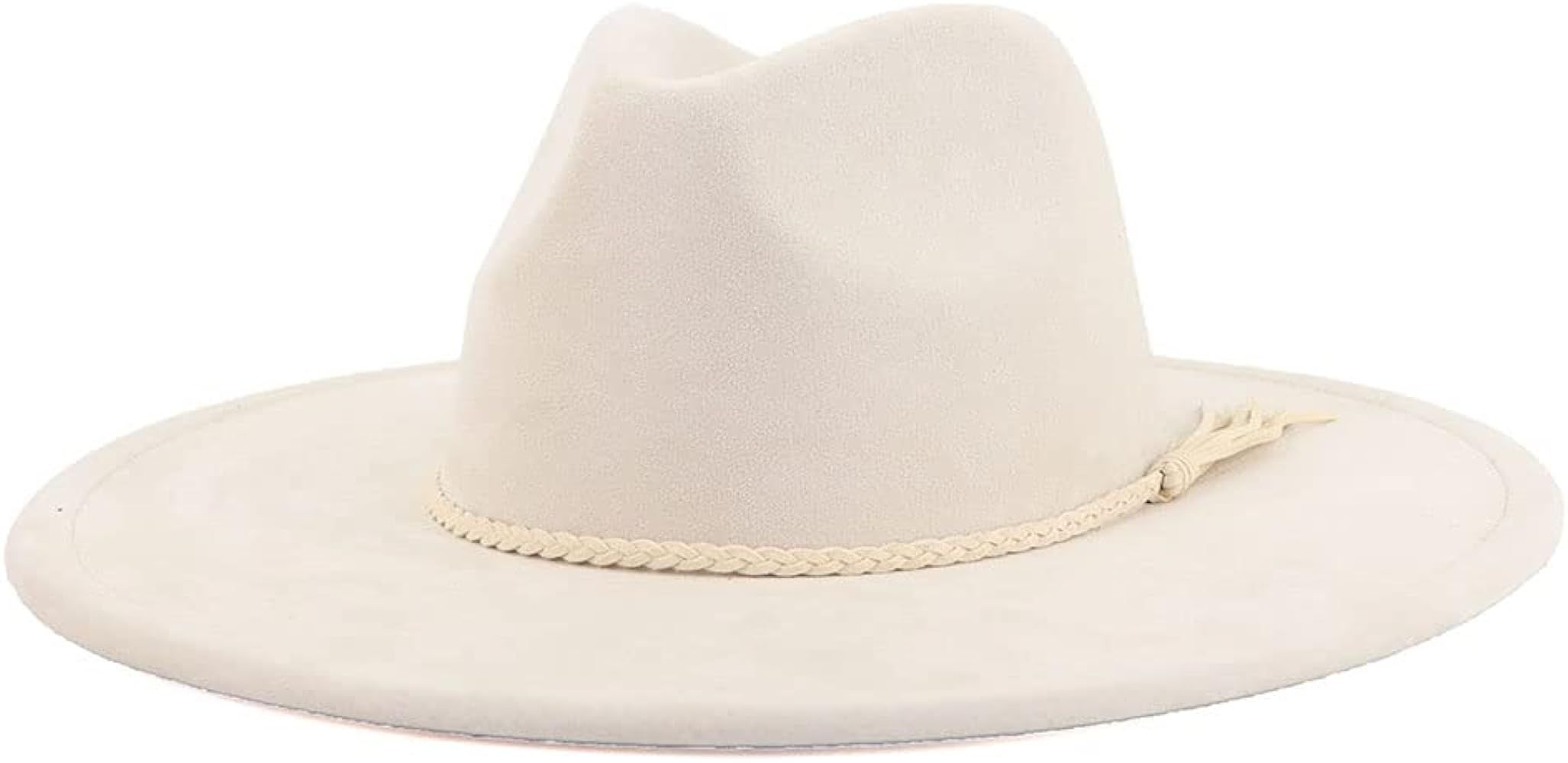 Big Wide Brim Fedora Hats for Women Men Western Suede Hat Large Felt Panama Hat Rancher Hat | Amazon (US)