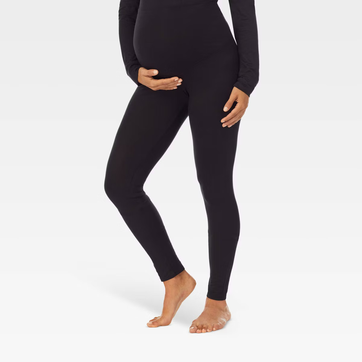 Warm Essentials by Cuddl Duds Smooth Stretch Thermal Maternity Leggings - Black S | Target