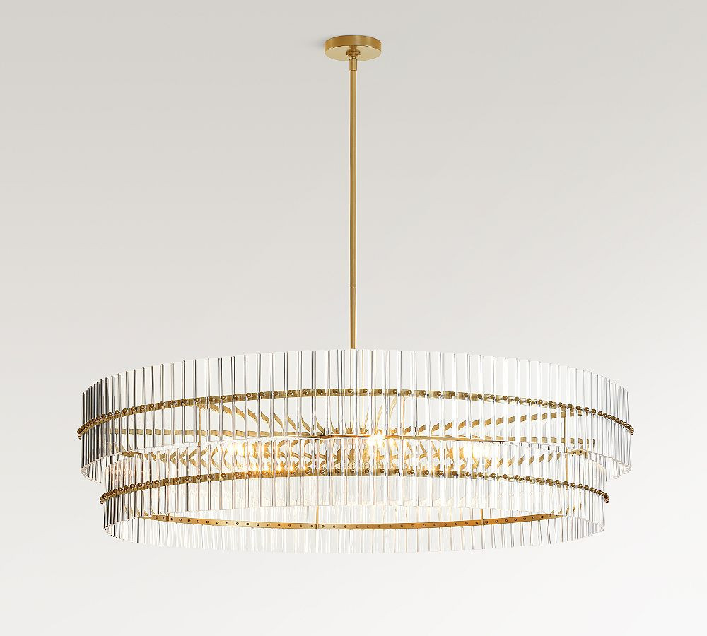 Mallory Crystal Round 48" Chandelier, Tumbled Brass, Grand | Pottery Barn (US)