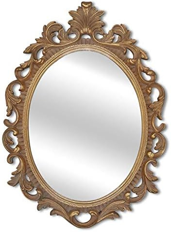 SIMON'S SHOP Oval Mirror Baroque Style Decorative Mirrors for Wall, 17.5 x 12.8 inches, Gold, Vin... | Amazon (US)