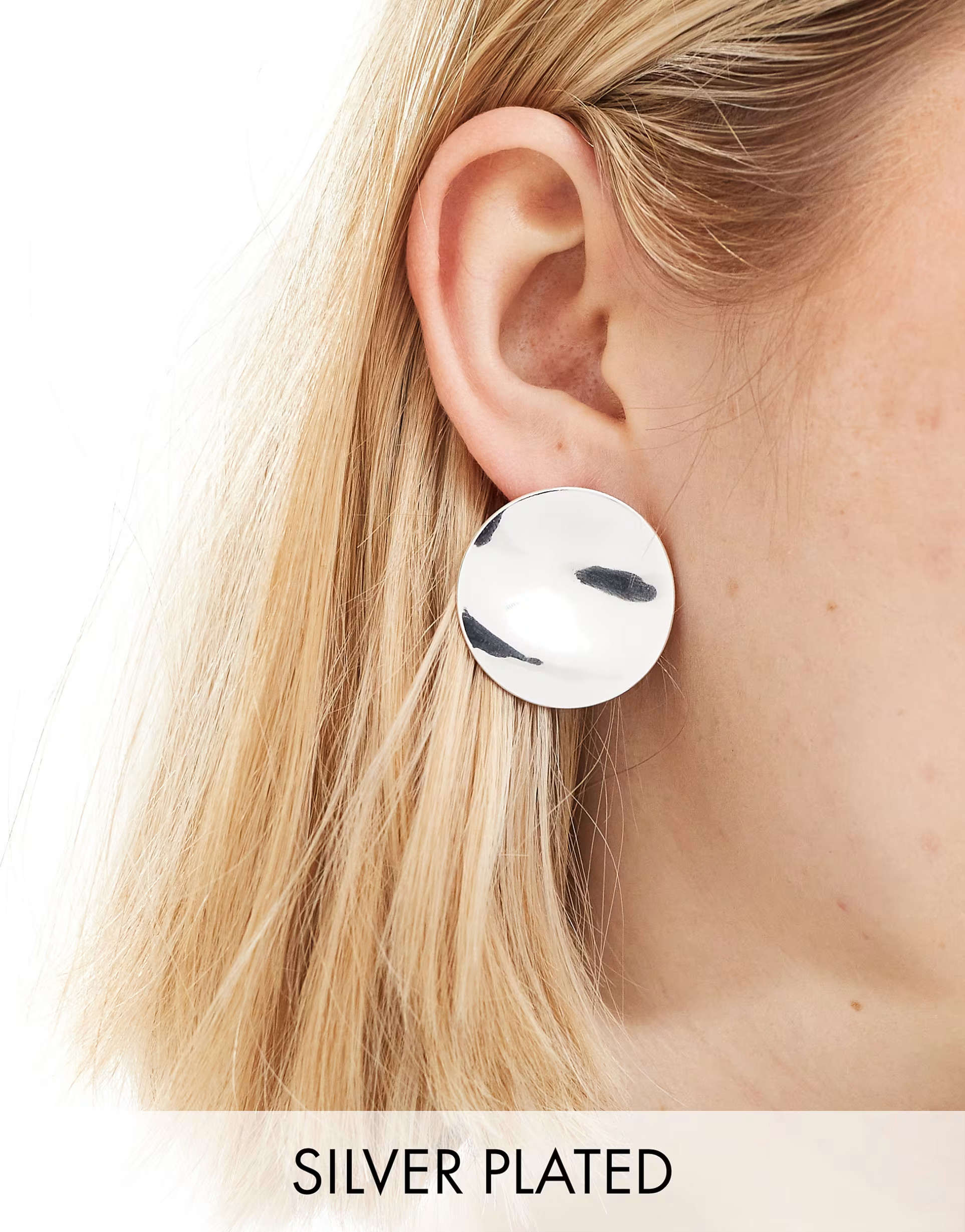ASOS DESIGN silver plated stud earrings with abstract circle design | ASOS (Global)