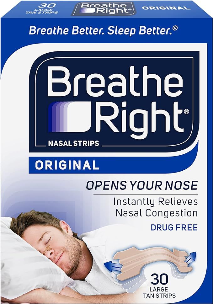 Breathe Right Original Nose Strips to Reduce Snoring and Relieve Nose Congestion, Large, Tan, 30 ... | Amazon (US)
