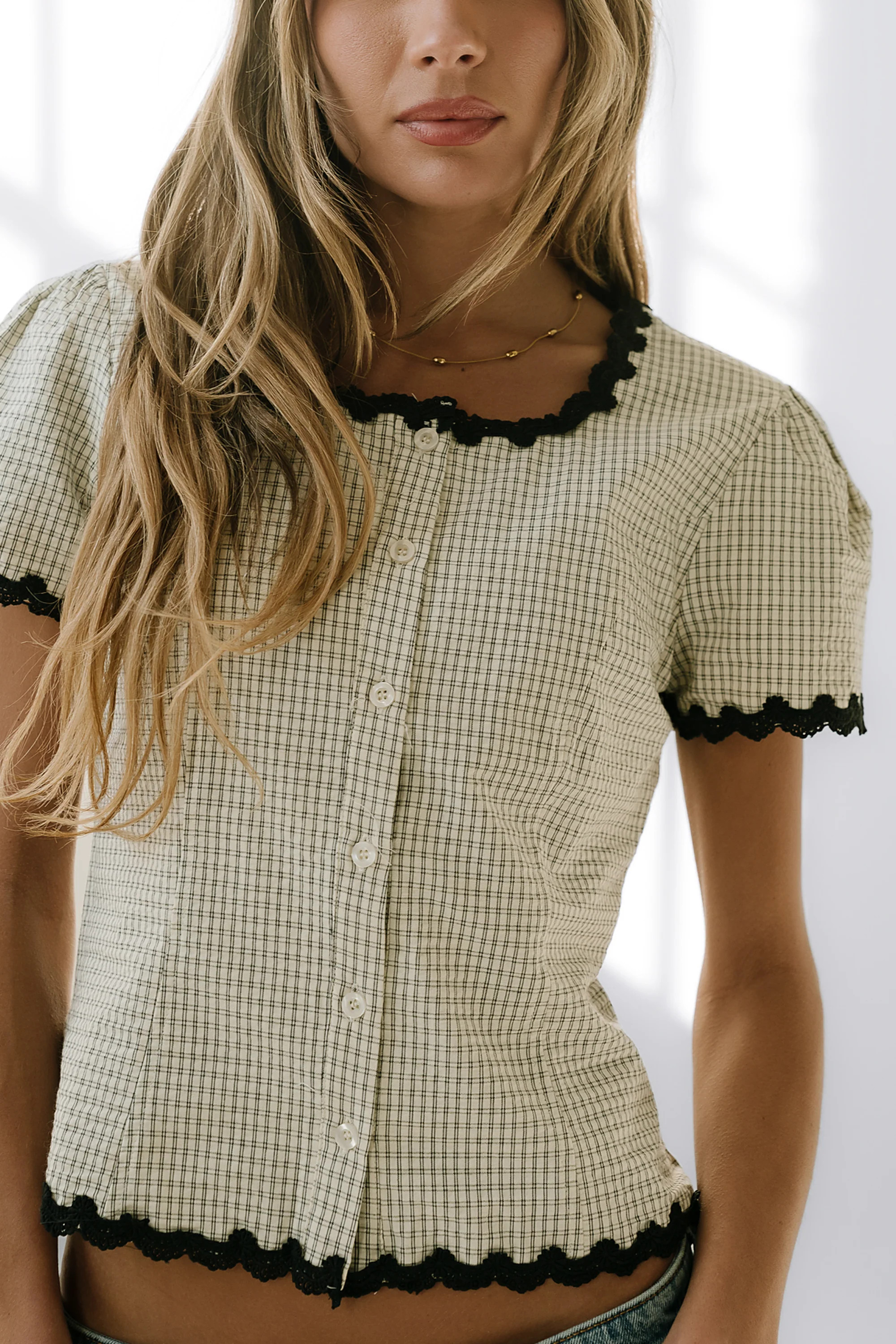 Serra Lace Trim Blouse in Ivory | Böhme US