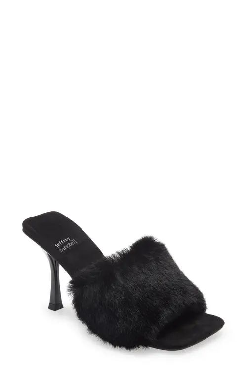 Jeffrey Campbell Utopic Faux Fur Sandal in Black at Nordstrom, Size 9.5 | Nordstrom