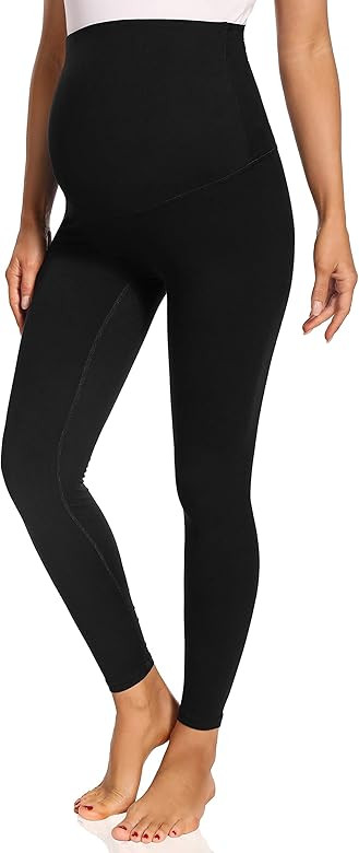 Foucome Women's Maternity Leggings Over The Belly Full Length Pregnancy Yoga Pants Active Wear Worko | Amazon (US)