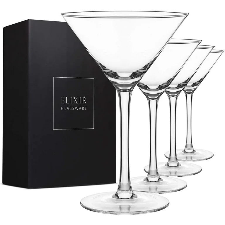 Elixir Glassware 9 fl oz Handmade Elegant Crystal Martini Glasses Stem - Set of 4 | Walmart (US)
