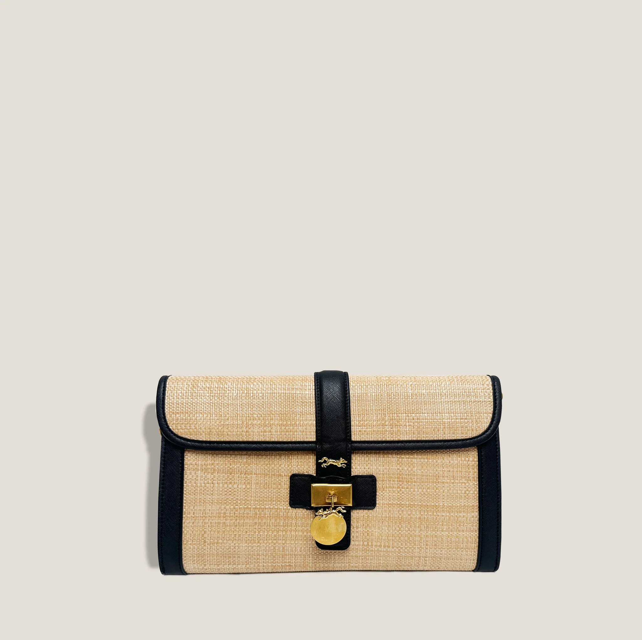 MME. ELOISE WOVEN SIGNATURE CLUTCH - NOIR | MME.MINK