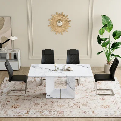 5-Piece Marble Dining Table Set | Wayfair North America