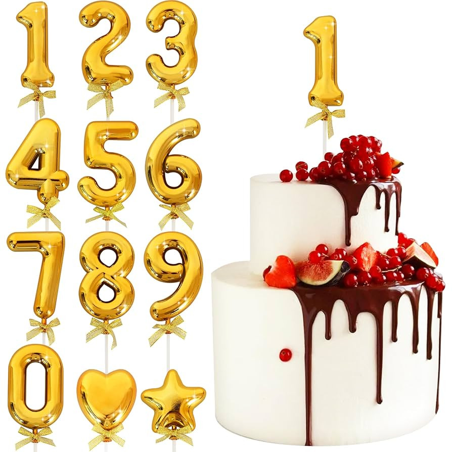 BEISHIDA 3D Number Cake Topper Gold 1 Numbers Happy Birthday Cake Topper 1st 10th 21st 30th 40th ... | Amazon (US)