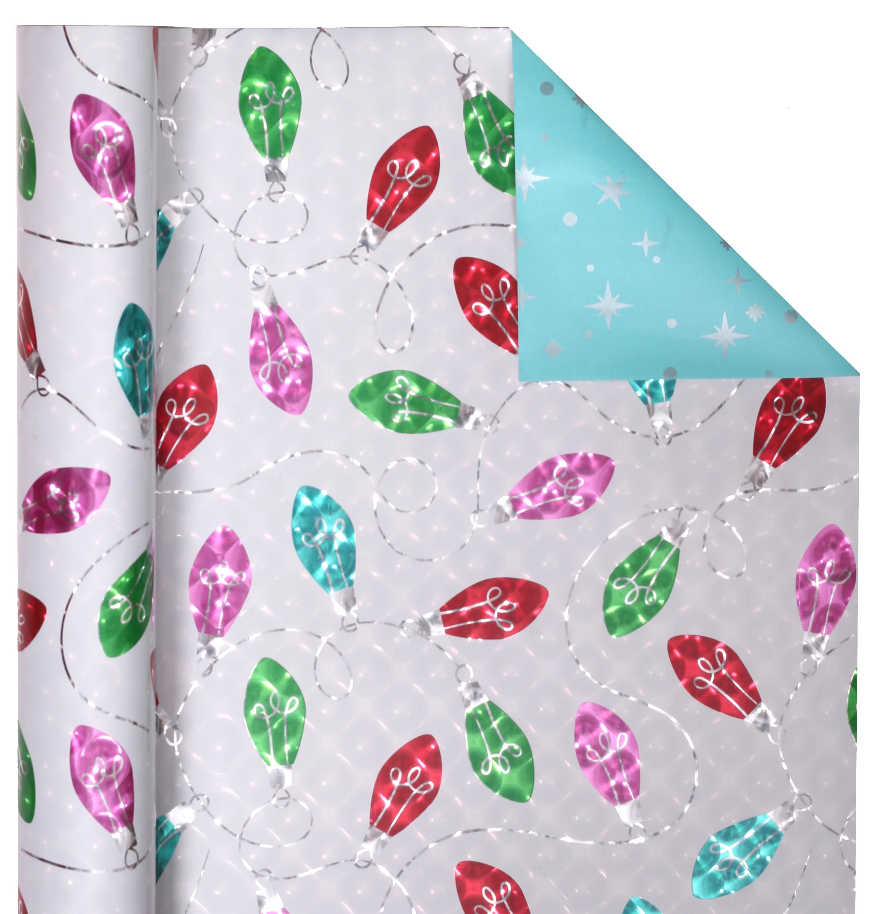 Multicolor Holographic Lights Reversible Christmas Gift Wrap Paper, 1 Roll, (50 sq ft), by Holida... | Walmart (US)