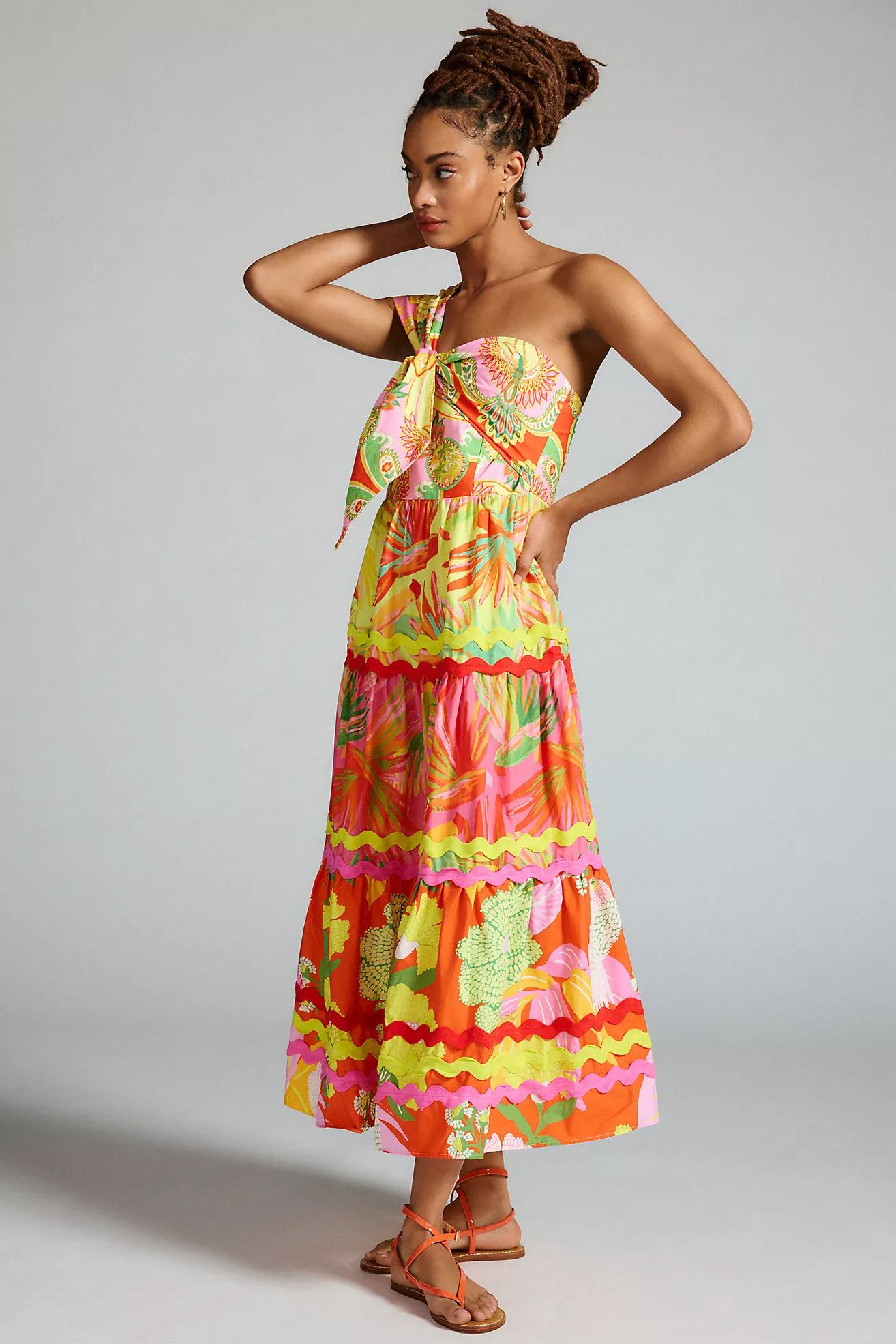 Farm Rio One-Shoulder Tiered Dress curated on LTK