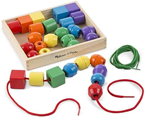 Melissa & Doug Primary Lacing Beads - Educational Toy With 8 Wooden Beads and 2 Laces | Amazon (US)