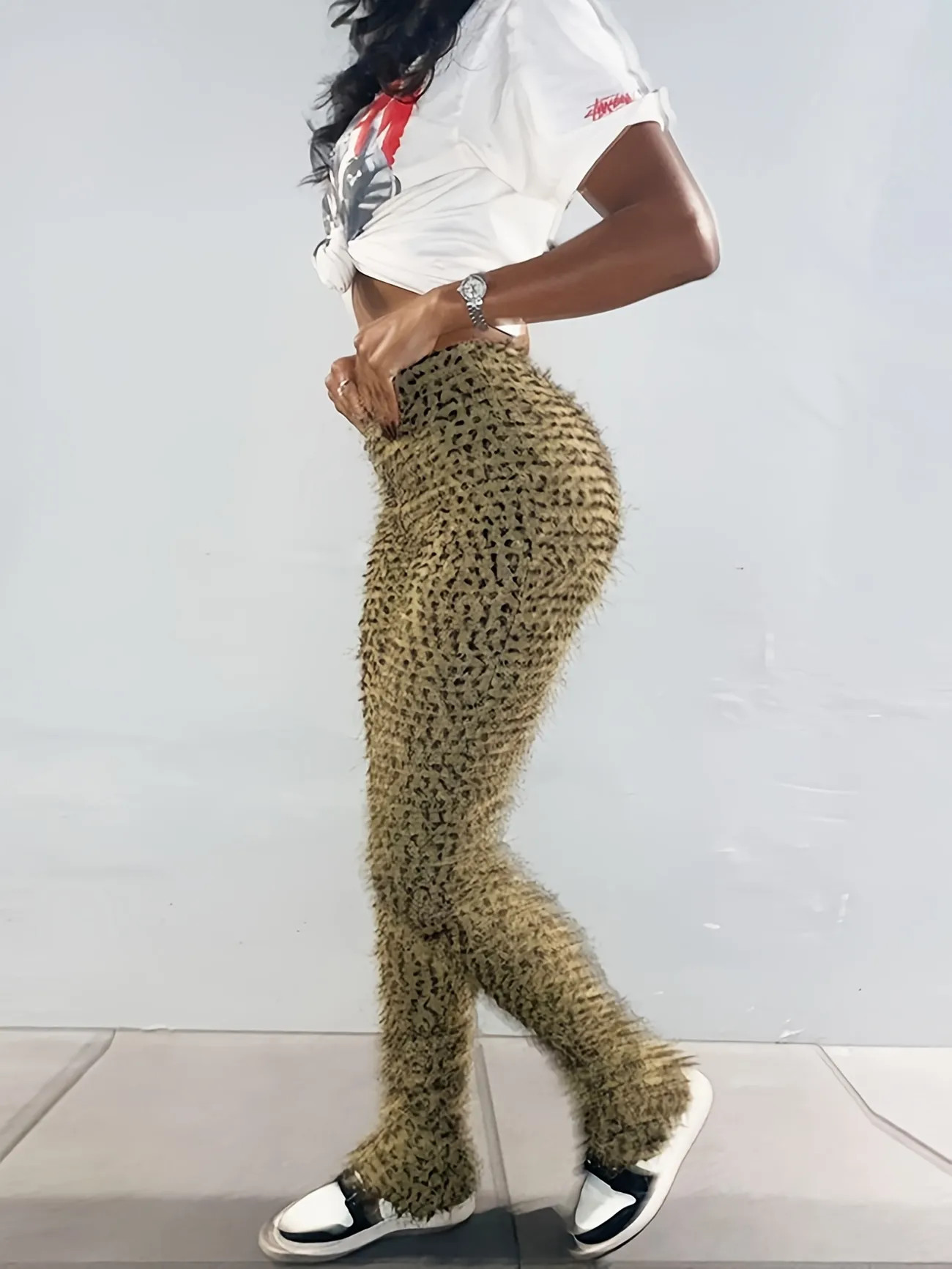 Leopard Print High Waist Pants, Casual Slim Butt Lifting Pants, Women's Clothing | Temu Affiliate Program