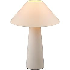 Novogratz x Globe 18" Ceramic Table Lamp, Matte Cream, Off-White Tapered Fabric Shade, in-Line Ro... | Amazon (US)