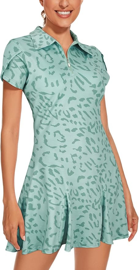 LURANEE Athletic Dress for Women Petal Short Sleeve Tennis Dresses with Shorts and Pockets Flowy ... | Amazon (US)