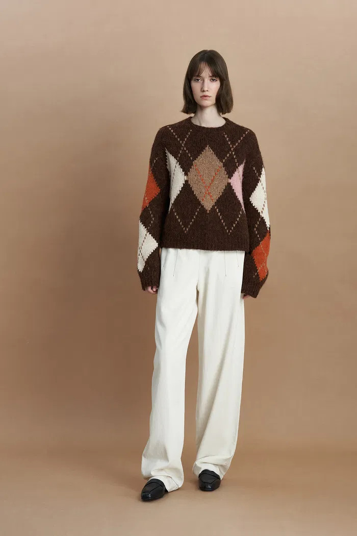 Faye Argyle Sweater in Baby Alpaca Blend Knit | Fabrique