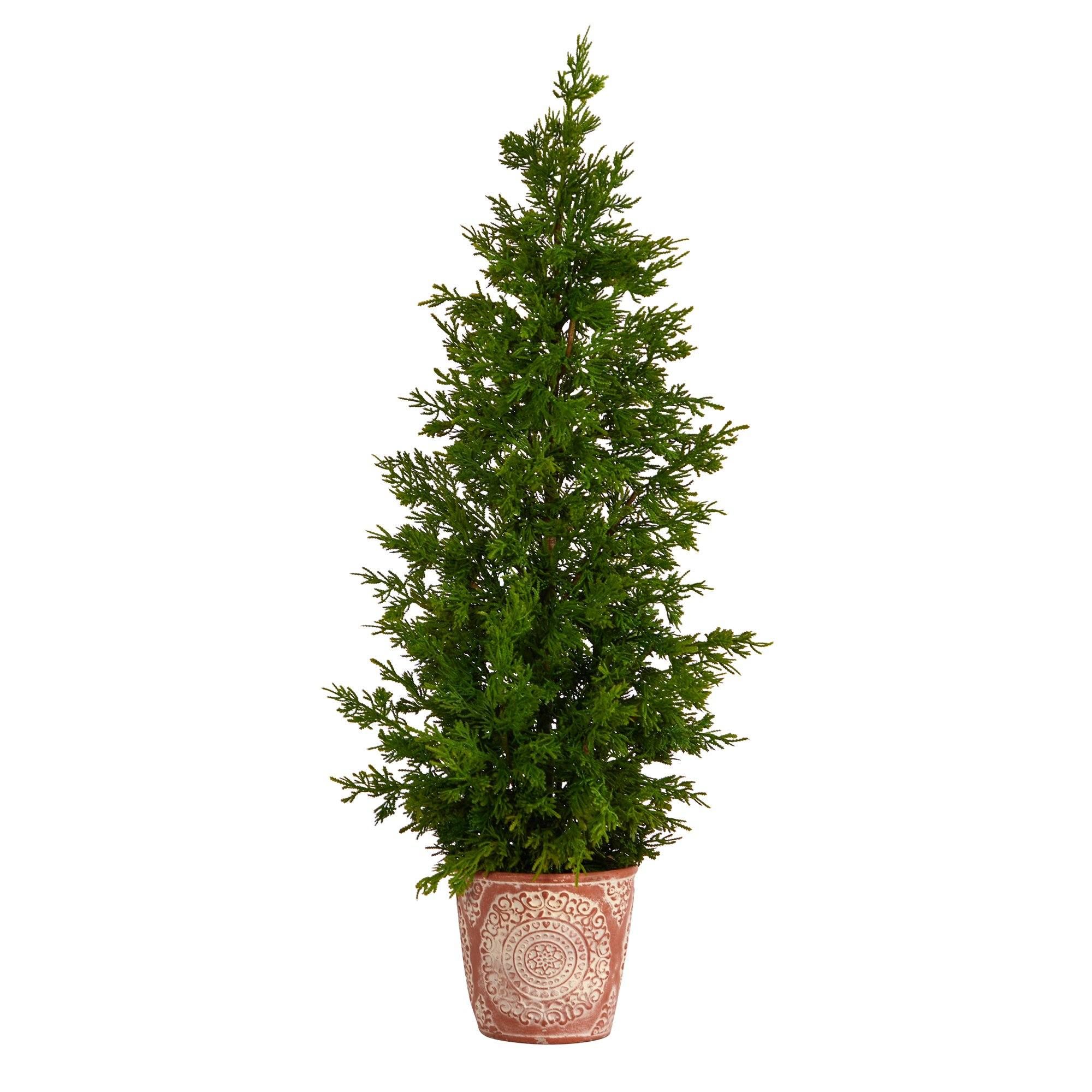 3’ Cedar “Natural Look” Artificial Tree in Decorative Planter | Nearly Natural