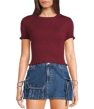 GB Short Sleeve Ruffle Trim Sweater | Dillard's | Dillard's