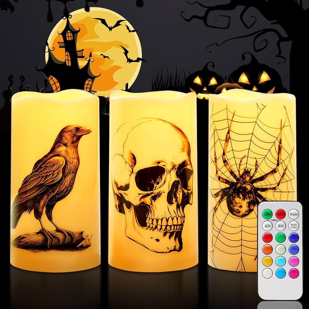Homemory Halloween Candles, Color Changing Flameless Candles, Battery Opeated Candles, Outdoor Wa... | Amazon (US)