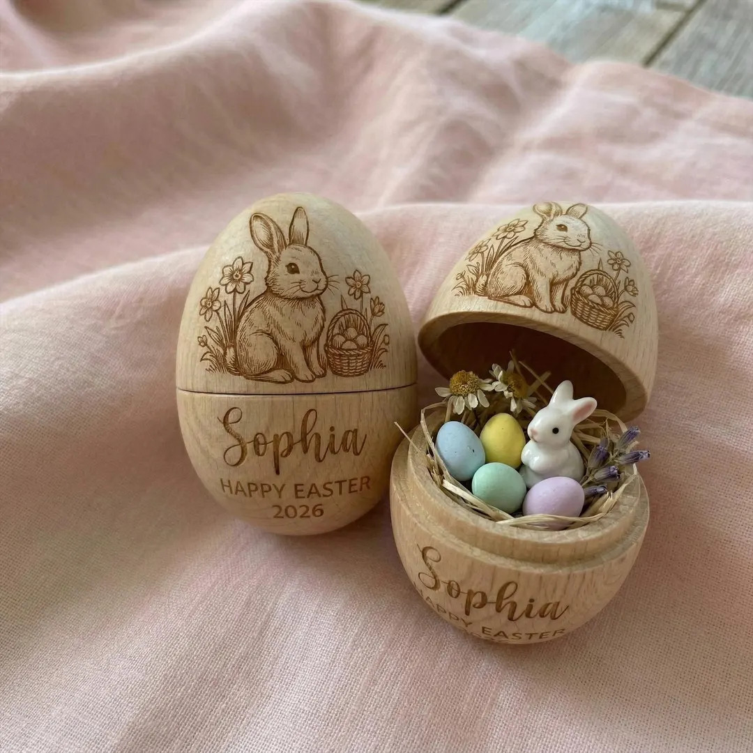 Personalized Wooden Easter Egg,Hollow Fillable Keepsake,Custom Name Easter Gift,Cute 1st Easter B... | Etsy (US)