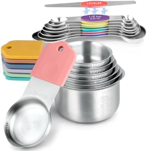 Magnetic Measuring Cups & Spoons Set, Strong N45 Magnets, Heavy Duty Stainless Steel Fits in Spic... | Amazon (US)