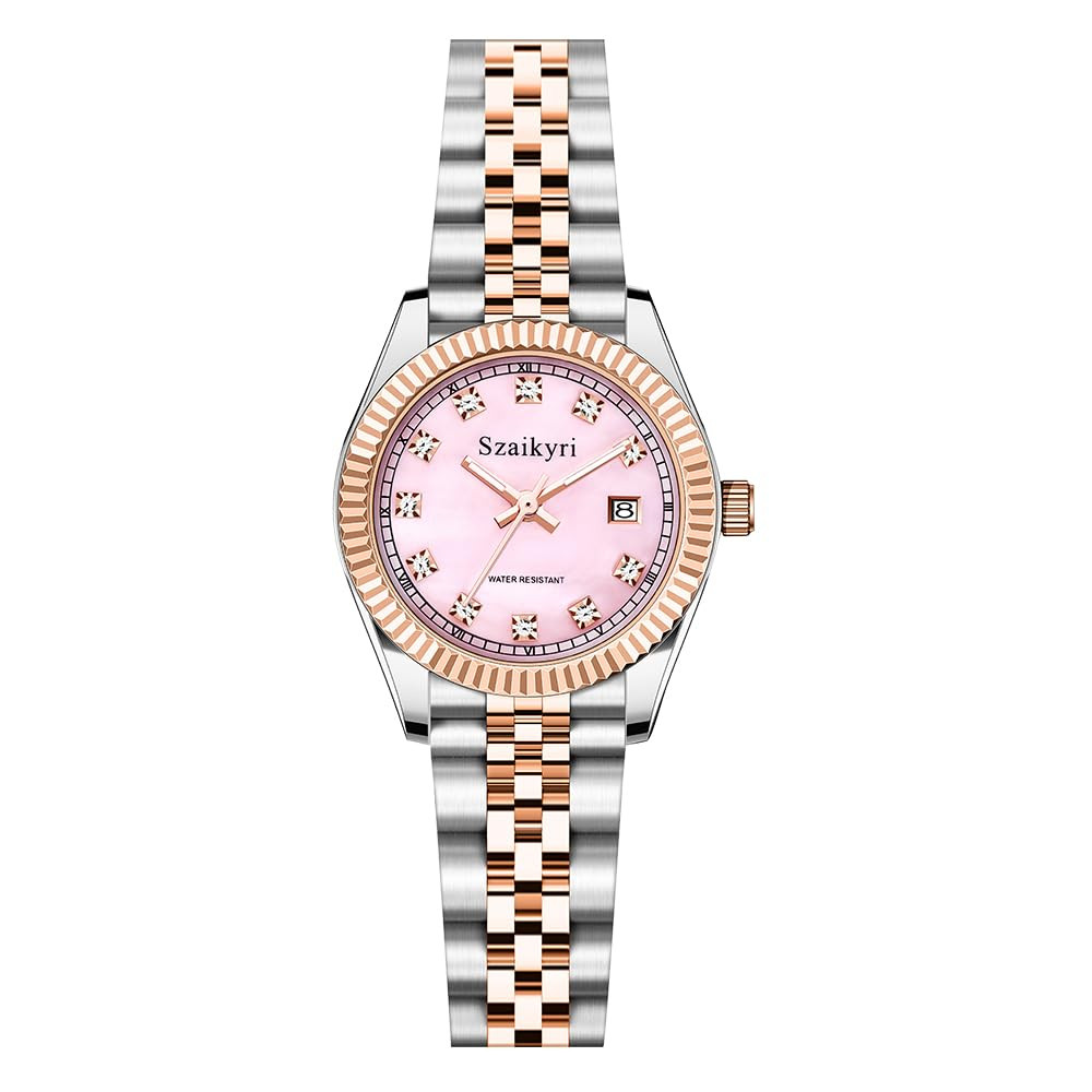 Classic Watch for Women with Solid Stainless Steel Band and Calendar Water Resistant | Amazon (US)