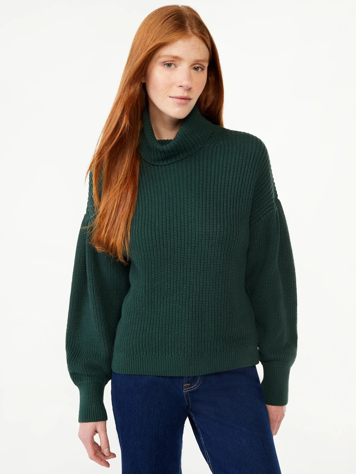 Free Assembly Women's Cowl Neck Pleat Shoulder Sweater, Midweight - Walmart.com | Walmart (US)