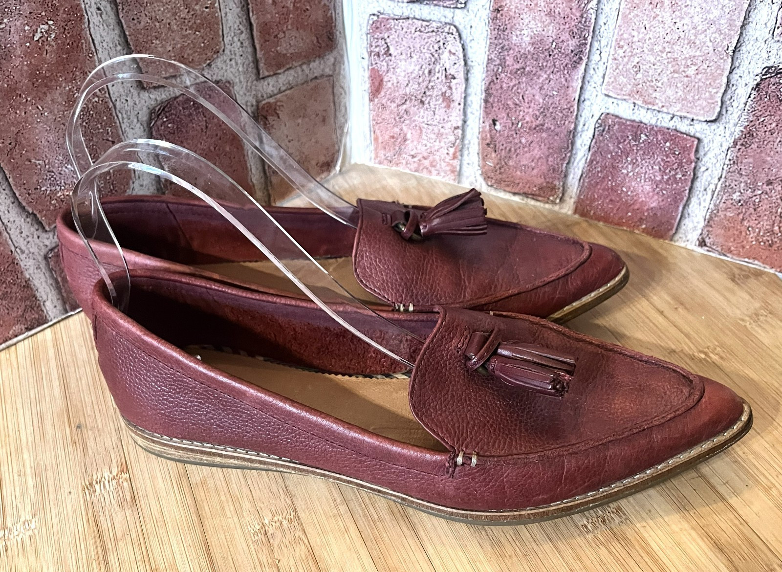 SPERRY BURGUNDY/WINE LEATHER POINTED TOE TASSLE ACCENT FLATS 9M STS85450 | eBay US