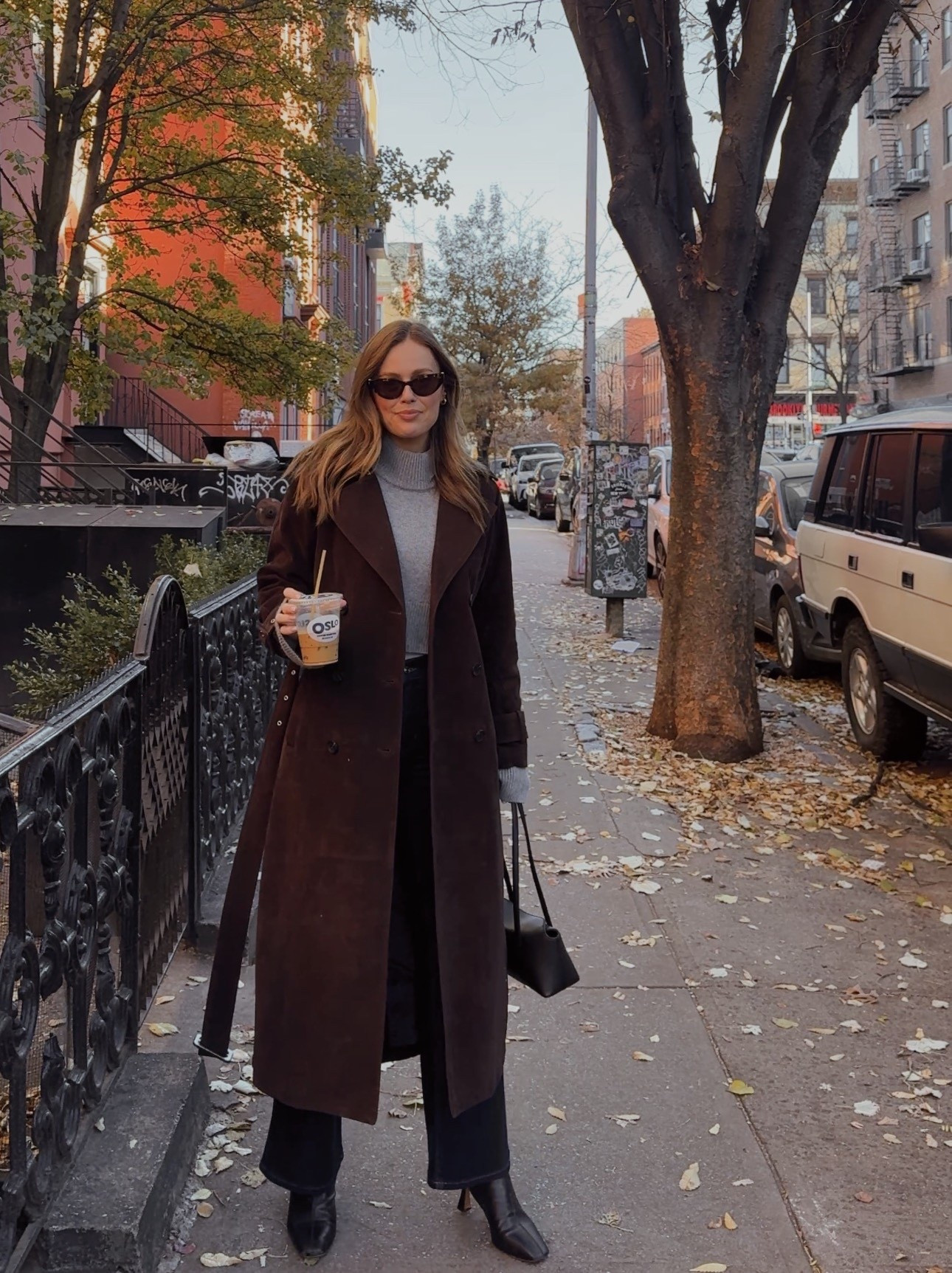 Faux suede trench, I’m wearing a size small 