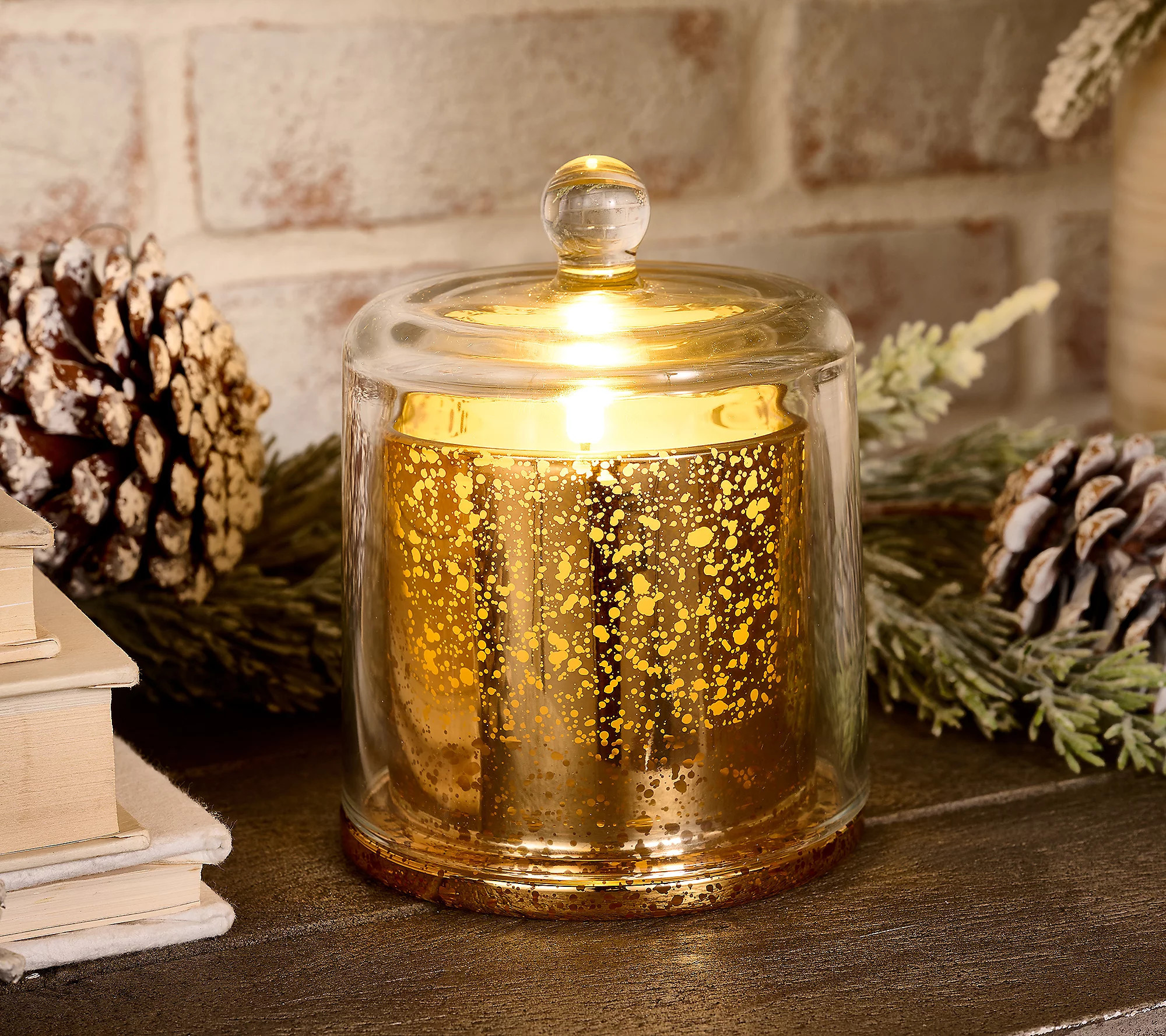 Lightscapes Mercury Glass Cloche with Flameles Candle | QVC