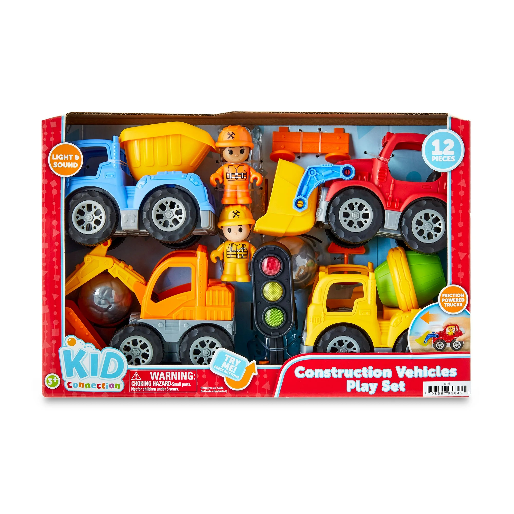 Kid Connection Construction Vehicles Play Set, 12 Pieces, Toddler Toys | Walmart (US)