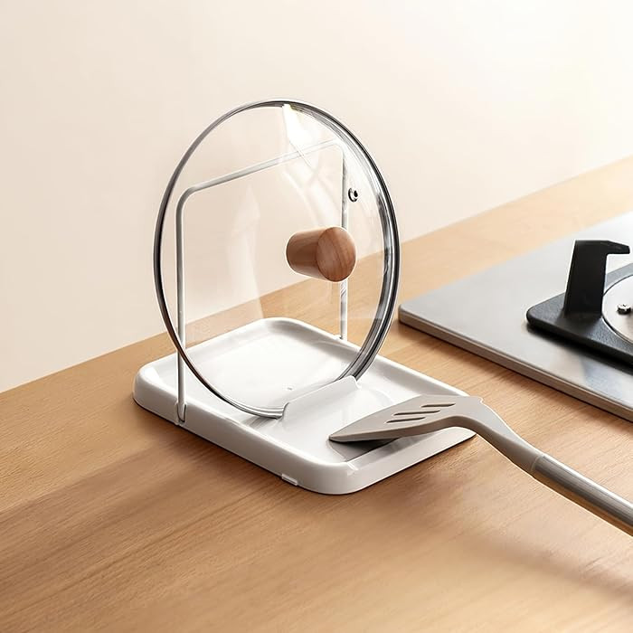 Pot Lid Holder, Lid and Spoon Rest Holder for Kitchen Counter, Foldable Pan Lid Organizer Stand w... | Amazon (US)