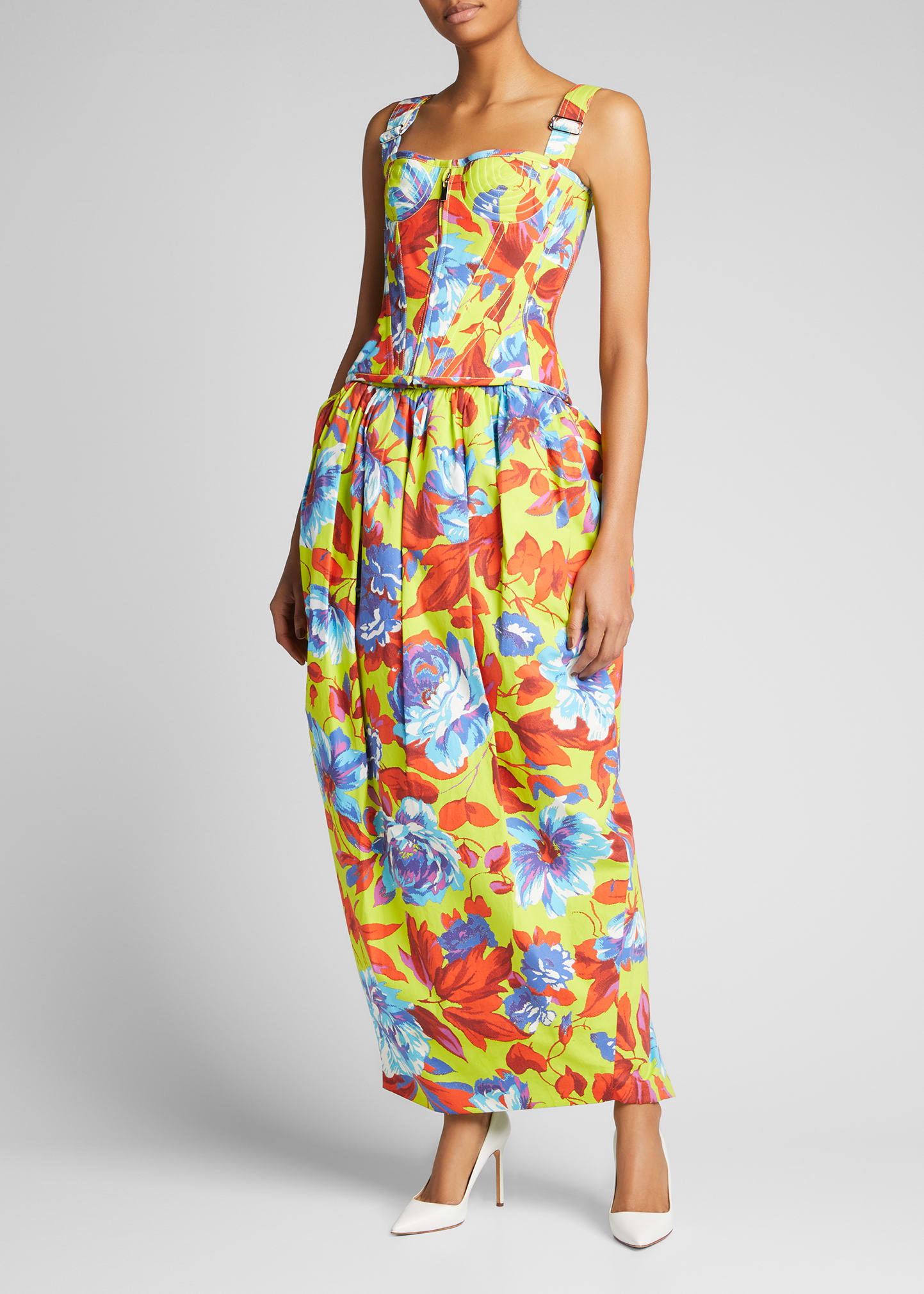 Floral-Print Structured Midi Skirt | Bergdorf Goodman