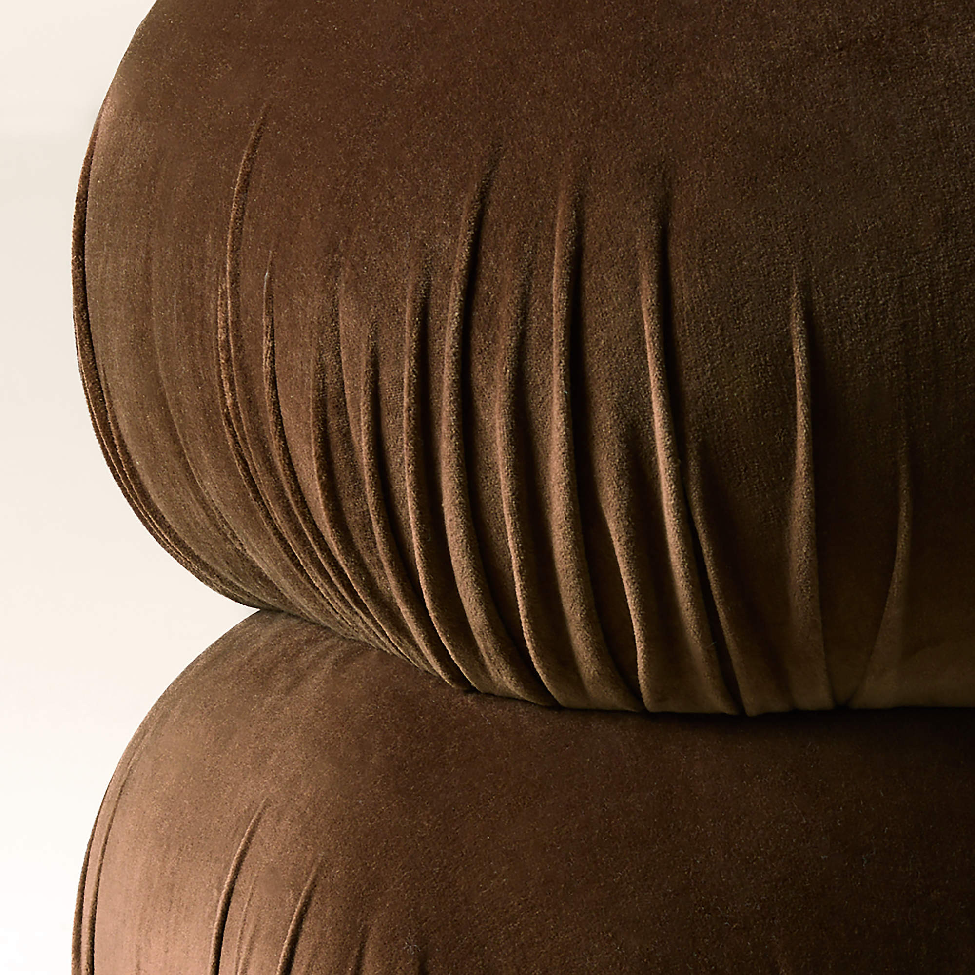 Ruched Choclate Velvet Brown Pouf + Reviews | CB2 | CB2