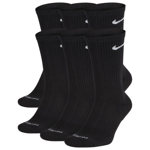Nike Mens Nike 6 Pack Everyday Plus Cushioned Socks - Mens White/Black Size M | Foot Locker (US)