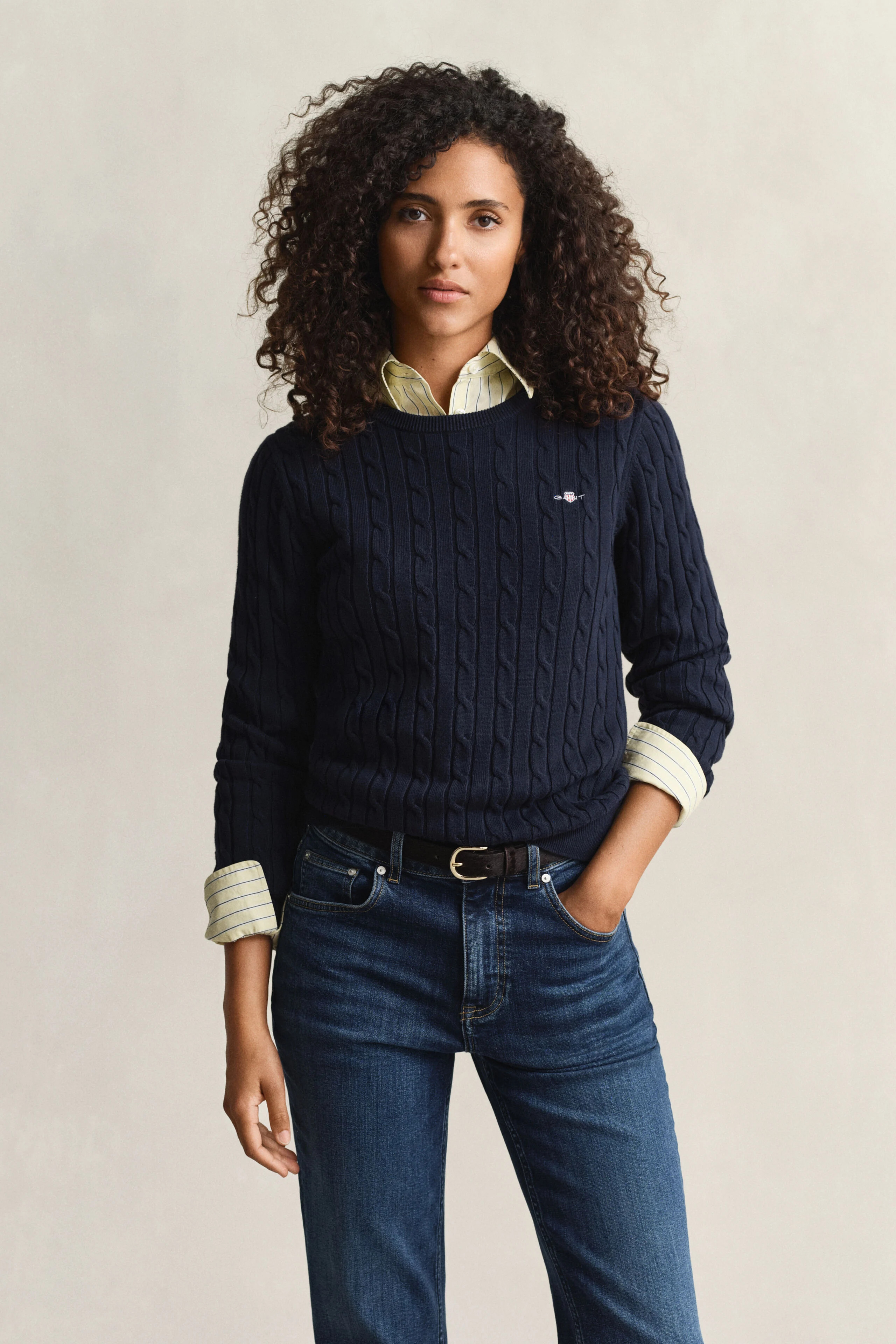 Cable Knit Crew Neck Sweater | Gant