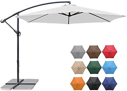 Greesum Offset Umbrella 10FT Cantilever Patio Hanging Umbrella Outdoor Market Umbrella with Crank... | Amazon (US)