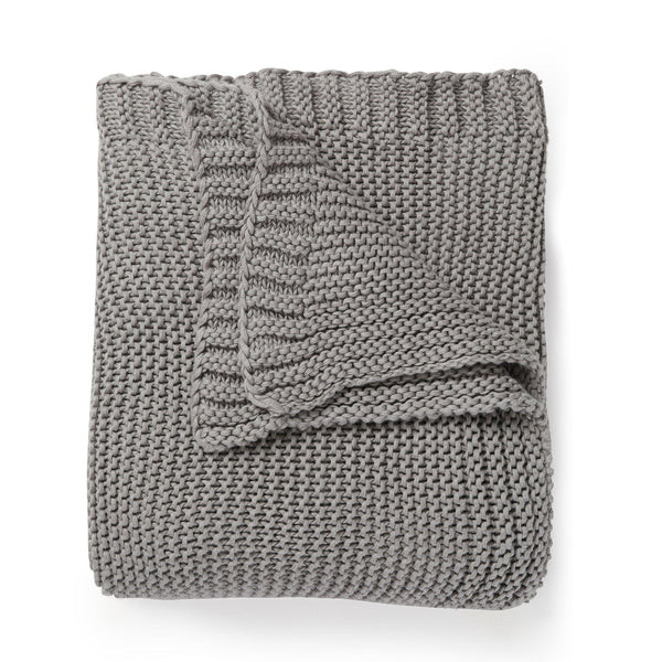 Organic Cotton Chunky Knit Throw Blanket - Alba Gray | Makemake Organics