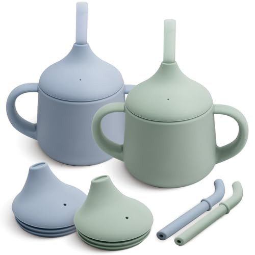 Moonkie Silicone Baby Sippy Cups | 3 Stages Training Cup Straw Cup for Infants Toddlers and Kid | 4 oz 2Pack | Amazon (US)