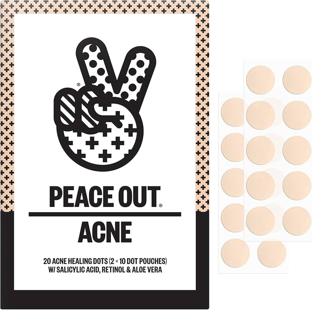 PEACE OUT Acne Healing Dots Hydrocolloid Pimple Patches (20 count) | Amazon (US)