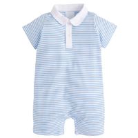 Baby Boy Blue Stripe Romper - Monogrammed Clothes | Little English